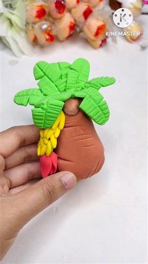 DIY idea 💡 super clay diye banana 🍌 tree 🌴 banano🥰#trending #diy #music #clay #funny