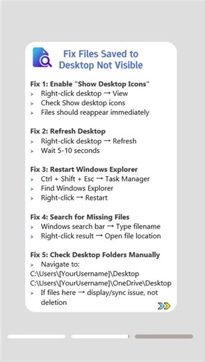 🧩 Files Saved to Desktop But Not Showing? Fix It Fast!#windows11 #filerecovery