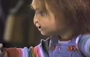 5.9K views · 68 reactions | Cheeky Chucky goofing off, behind the scenes of Child’s Play (1988) Brad Dourif and Fiona Dourif will be making a very rare appearance in #Arizona for our #MadMonsterParty in July. Get your tickets now. ⬇️ ⬇️ ⬇️ https://madmonster.com/az25/ | Mad Monster | Facebook