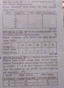 2080 Set I Q.No. 19 Find the standard deviation from the given ... | Filo