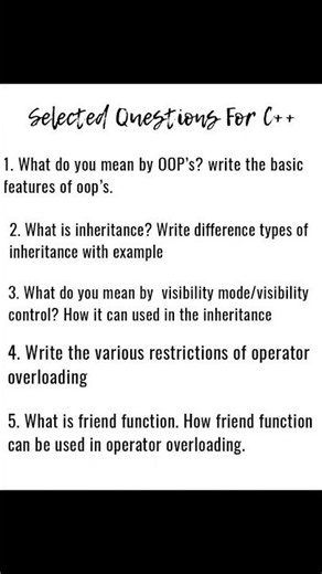 Important questions of C++ | C++ Important questions #shorts #ytshorts #question