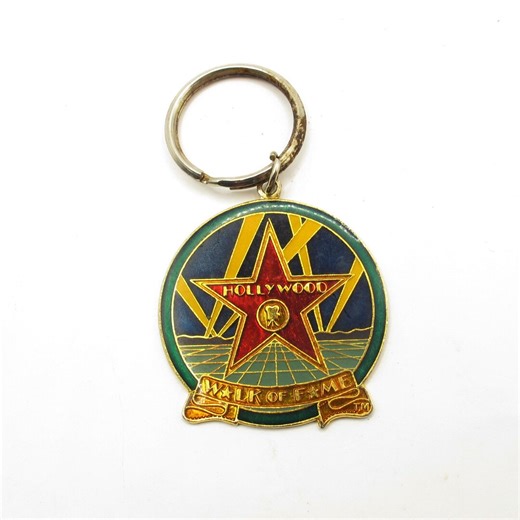 Vintage Hollywood Walk Of Fame Keychain 1988 Enamel Memorabilia Retro Cinema Collectible