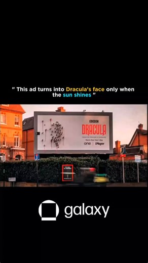Culture Cortex 🍿 on Instagram: "This clever advertisement uses sunlight to reveal a hidden image of Dracula’s face. When the ad is in the shade or at night, it looks like a normal poster, but as soon as the sun shines on it, special UV-reactive or heat-sensitive ink is activated. The light brings out dark shapes and shadows that transform the original image into Dracula’s menacing face. It’s a creative example of how advertisers use science and design to grab attention—turning a simple poster i