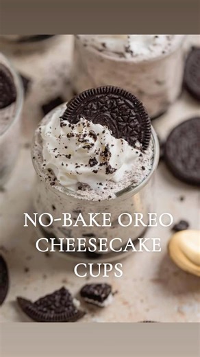 No bake Oreo cheesecake cups #viralvideo #oreochessecake #dessert #fyp #recipe
