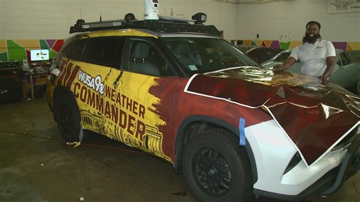 Custom WUSA9 Weather Commander car combines football and the environment