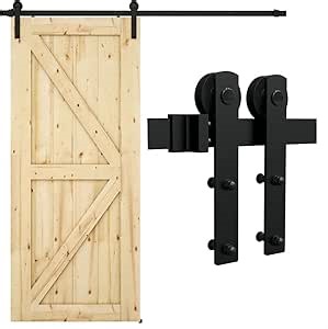 6.6FT Sliding Barn Door Hardware Kit for Single Wood Door, Smoothly and Quietly, Easy to Install Fit 35"-40" Wide and 1.18"-1.96" Thickness Door Panel, Includes Installation Instruction