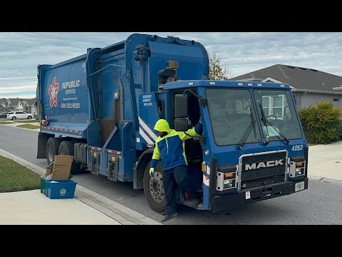 Mack LR KANN Recycler Side Loader Garbage Truck on The Final Days of Republic Services in Hernando 