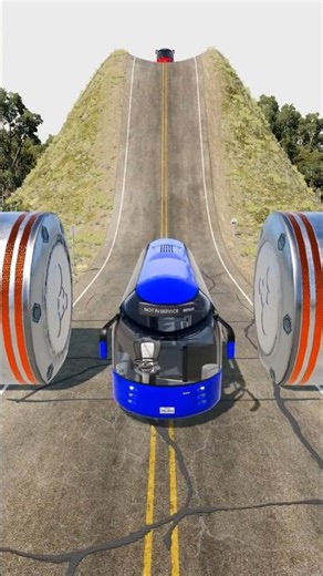 Colourful Capsule Buses vs Bollards Crush - BeamNGDrive