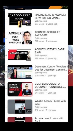 Top view my Aconex video need consistency for successful