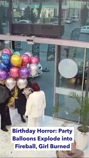 Whatsinthenews on Instagram: "What was meant to be a joyful birthday surprise turned into a terrifying moment when party balloons suddenly exploded into a massive fireball, burning a young woman’s face. Shocking CCTV footage captures the exact moment she is receiving her gifts, surrounded by family, when the balloons ignite without warning. The incident has sparked serious concerns over safety during celebrations and the use of flammable decorations, as the horrifying visuals continue to go vira