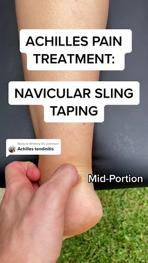 Replying to @Whitney D Achilles tendon treatment: Navicular sling taping #achillestendon #achillespain #howtotape #achillesrehab #achillestape #navicular #cuboid #navicularsling #achillestendinopathy #heelpainrelief #physio #physiotok how to tape for achilles pain achilles tendon treatment achilles pain navicular sling taping as a physio physiotherapy treatment
