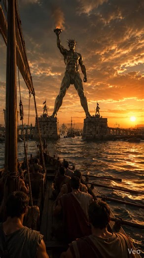 Der größte Fehler der Menschheit? Wir haben eines der gigantischsten Bauwerke aller Zeiten einfach verloren… Der Koloss von Rhodos soll über 30 Meter hoch gewesen sein — vor über 2200 Jahren. Kein CGI. Kein Fantasy-Film. Ein echtes Weltwunder der Antike. Stell dir vor: Du sitzt auf einer antiken Galere… die Sonne geht unter… und plötzlich erscheint dieser bronzene Titan direkt vor deinem Schiff. Would you sail through this harbor? 🌅 Colossus of Rhodes • Ancient Greece • Lost Wonder of the World