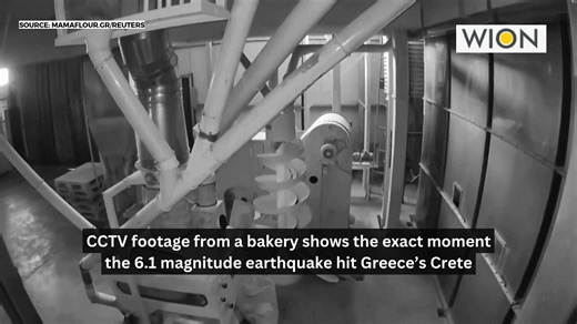 CCTV footage from a bakery shows the exact moment the 6.1 magnitude earthquake hit Greece’s Crete island . . . . #WIONUncut #CreteEarthquake #GreeceEarthquake | WION