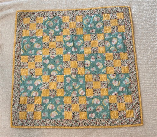 Handmade Baby Quilt With Yellow, White, Teal With Lambs, Neutral Nursery Decor - Etsy