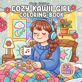 Cozy Girl Moments Coloring Pages for Adults and Teens, Relaxing Aesthetic