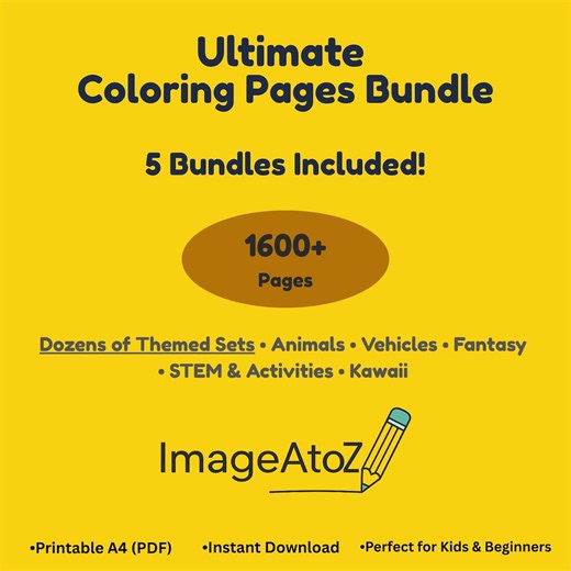 Ultimate Coloring Pages Bundle - 1600  Pages - Printable A4 (PDF) - Etsy