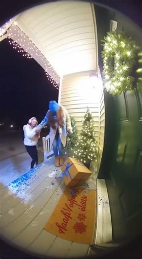 Holiday Porch Pirate Sisters Turned Blue & Pink by Gift Box Trap 🎄💙🩷