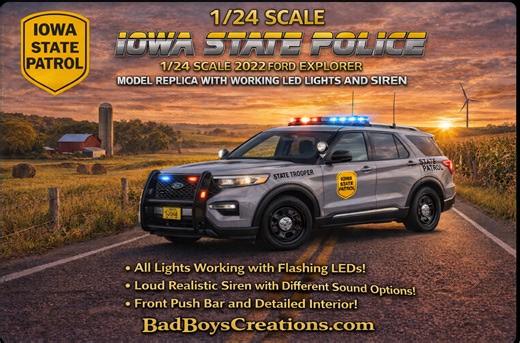 1/24 Scale 2022 Ford Explorer Iowa State Police Diecast Model Car – Cu