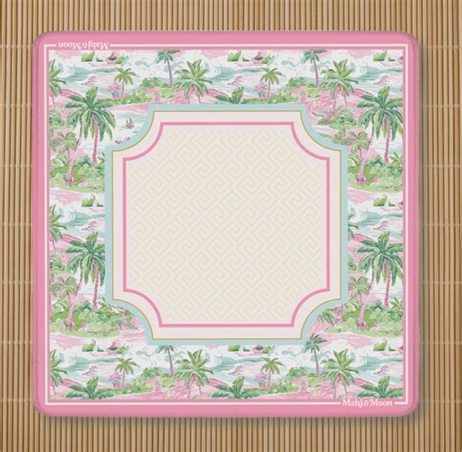 Mahjong Mat Palm Beach Style Pink | Mahjong Gift Mat   Free Bag | Preppy Style Non-slip Game Mat in Pastel | American Mahjong | Gaming Table - Etsy