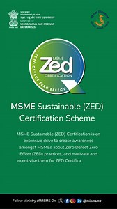 Zero Defect Zero Effect (ZED), an initiative to enhance MSME competitiveness, make them sustainable and transform them as National and International Champions. #MSME #MSMEs #COIR... - Ministry of Micro, Small and Medium Enterprises,Government of India
