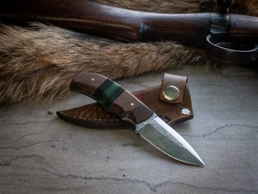 Hand Forged Hunting & Skinning Knife With Leather Sheath, Scout Carry - Etsy