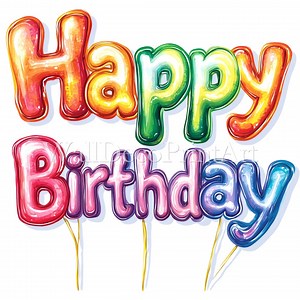 12 Colorful Happy Birthday Balloons Clipart Bundle - High Quality JPG - Digital Download - Commercial Use Watercolor Mixed Media Digital Art - Etsy