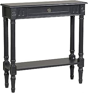 East at Main Marisol Console Table - Slim 31.4-inch Black Distressed Entryway or Sofa Table with Drawer and Shelf