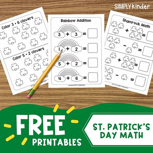 Simple St. Patricks Day Math Printables - Simply Kinder