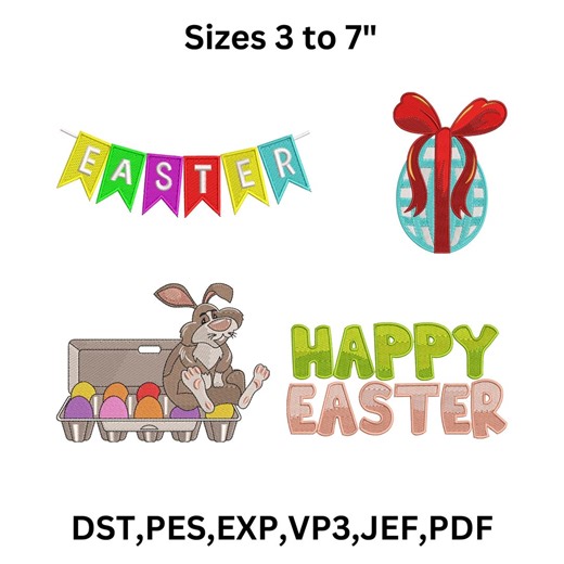 Happy Easter Embroidery Designs, Machine Embroidery File, 9 Sizes (instant Download) - Etsy