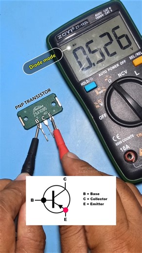 PNP Transistor Normal Testing using Digital multitester in diode mode #shorts #automobile #diy #tv