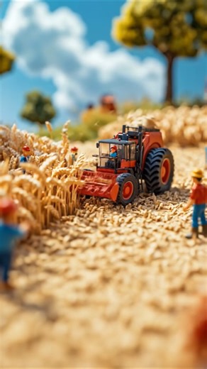 Mini Tractor Harvesting 🌾 | Beautiful Farming Scene | Village Agriculture Art #viral #reels