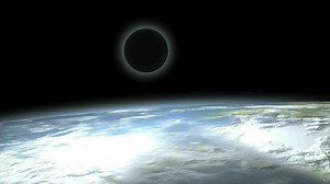 Moon eclipse view from space.