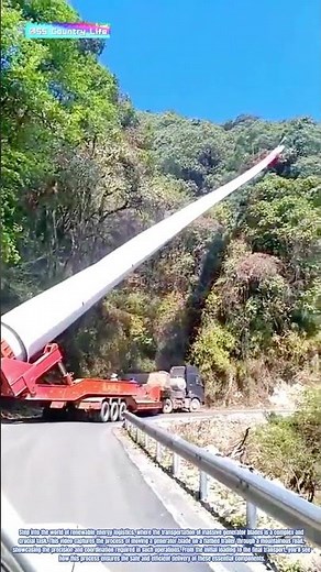 Powerful Transport: Hauling Generator Blades on a Flatbed Trailer