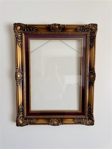 Vintage Ornate Gold Frame With Red Velvet Liner | Baroque Style Picture Frame With Glass | Large Statement Gallery Wall Frame 26x20 - Etsy