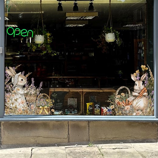 2x Dizzy Duck Easter Rabbit Flowers Window Decal Corners - Reusable Spring Shop Display Clings - Etsy