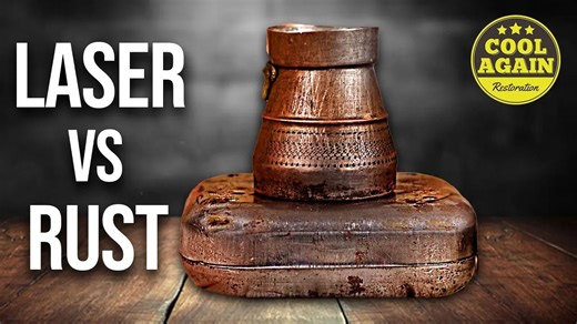 Restoring a rusty 1950 electric hot plate with laser cleaning