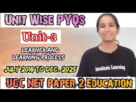 Unit-3 Learner & Learning Process |Unit Wise PYQs UGC NET Education June 2026 ‪@InculcateLearning‬