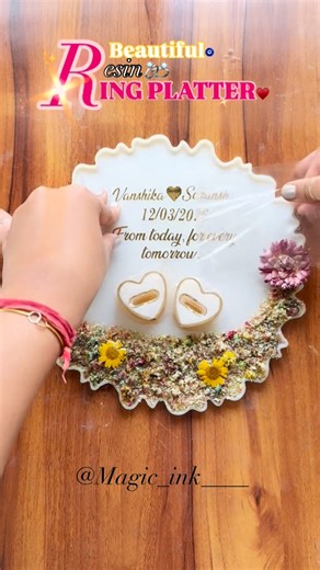 Khushi Soni | Artist on Instagram: "Most beautiful Resin Ring Platter💍♥️🧿dm to get such beautifully customisable resin ring platters🫶🏻 (Resin ring platter, resin ring holder, engagement ring platter, diy resin art, resin art, resin artist) #resinringholder #ringplatter #customisedringplatter #resinringplatter #engagementringplatter"