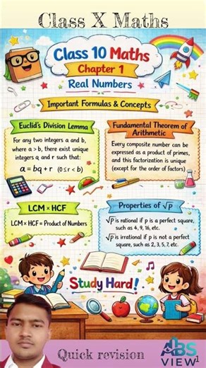 Class 10 maths chapter 1 important formulas and concepts | quick revision | #boardexam2026