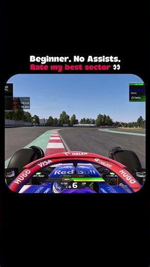 Beginner. No Assists. Rate my best sector 👀 #Formula1 #SimRacing #GoFaster #RacingTips #F1