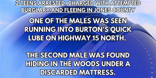 2 teens arrested, charged with attempted burglary and fleeing in Jones County