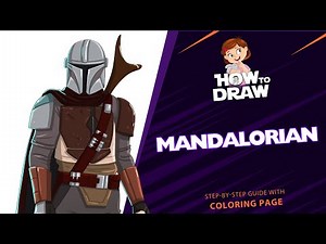 How to draw Mandalorian | Star Wars The Mandalorian super easy drawing tutorial with coloring page
