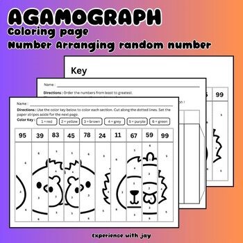 Grade 1 Agamograph Coloring Page & Math Activity random number under 100