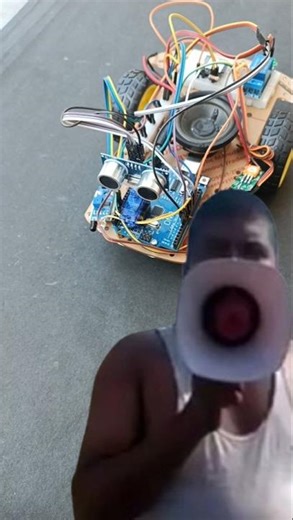 Smart Robot Car 🚗 | Ultrasonic Sensor + MP3 Audio Alert 🔊 #electronics #shorts
