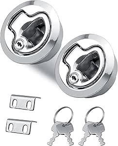 2 PCS Silver Zinc Alloy Flush Mount Boat Hatch Latch, 2 Inch Slam Latch for Boat Yacht RV Trailer Door Locks
