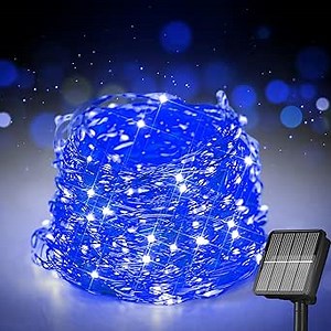 Solar String Lights for Outside, 72Ft 200 LED Solar Fairy Lights with 8 Modes, Solar Powered Fairy Lights Waterproof for Christmas Tree Garden Party Wedding Decor.（Blue）