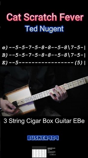 Ted Nugent - Cat Scratch Fever (Intro) 3 String Cigar Box Guitar Lesson with Tab EBe #shorts