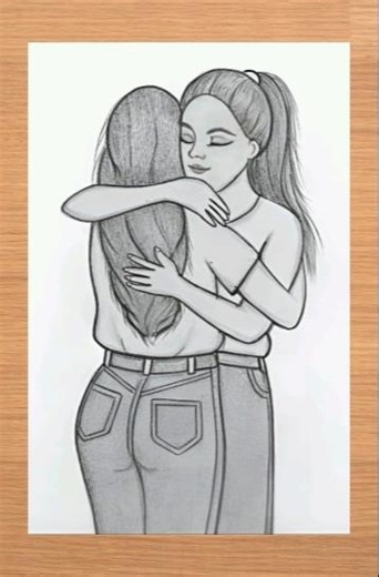 Best friends hugging drawing 😍| Pencil Sketch #art #drawing #shorts