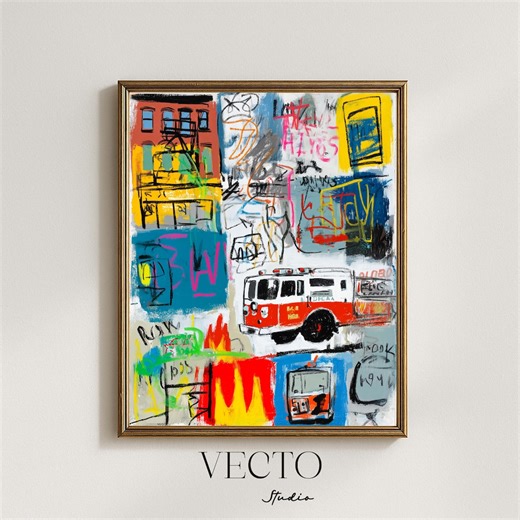 Basquiat Print Fire Truck Urban Art - Energetic Street Scene, Vibrant Graffiti Mixed-media, Modern Wall Decor, Instant Download 213 - Etsy Australia