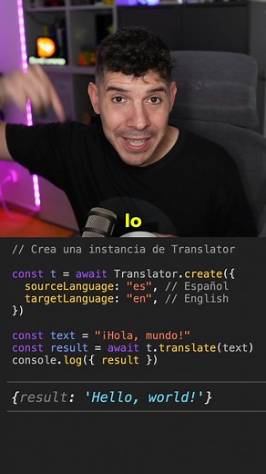¡Nueva API de JavaScript disponible en Chrome! Traduce textos con IA. Sin coste, en local y privado. Se llama Translator API y en muy pocas líneas de código tienes un traductor para tu página web o app. Por ahora sólo está en Chrome. ¿Te gustaría que llegase a otros navegadores? ¿Qué te parece? ¡Te leo en los comentarios! #html5 #css3 #javascript #chrome #software